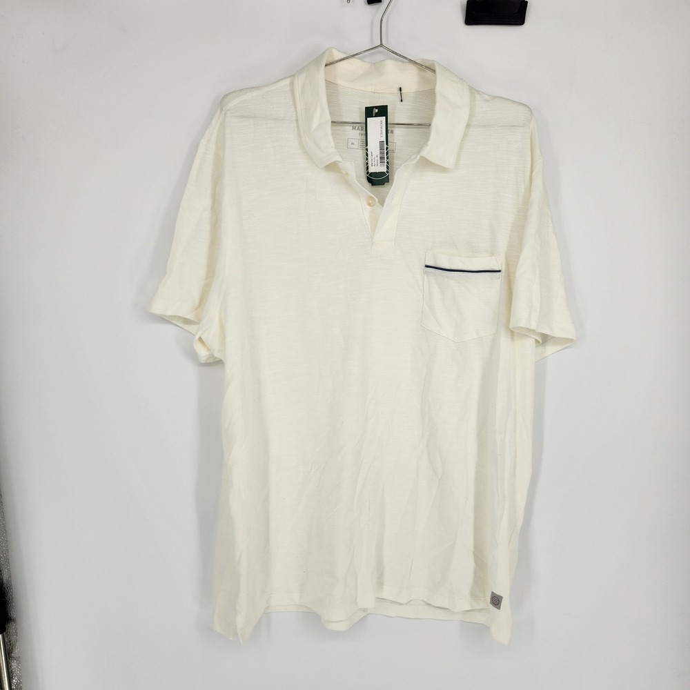 Marine Layer The Air Polo Mens XL White Short Sleeve Pocket Shirt 20351 NWT